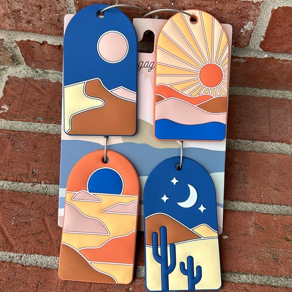 Wandering Moon Set of Four Southwestern-Styled Luggage Tags - Picture 1 of 9